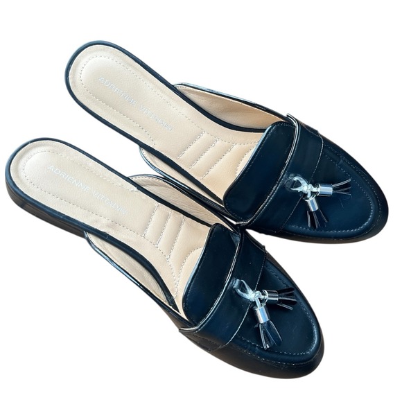 Adrienne Vittadini Black Tassel Mule Loafers 10M Office Chic - Picture 6 of 10